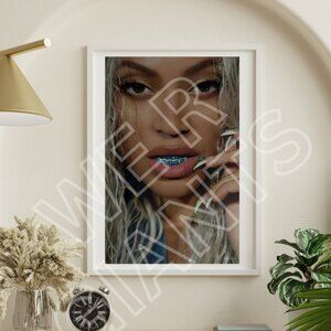 Iconic Beyoncé Blue Grillz 11 x 17 Art Print
